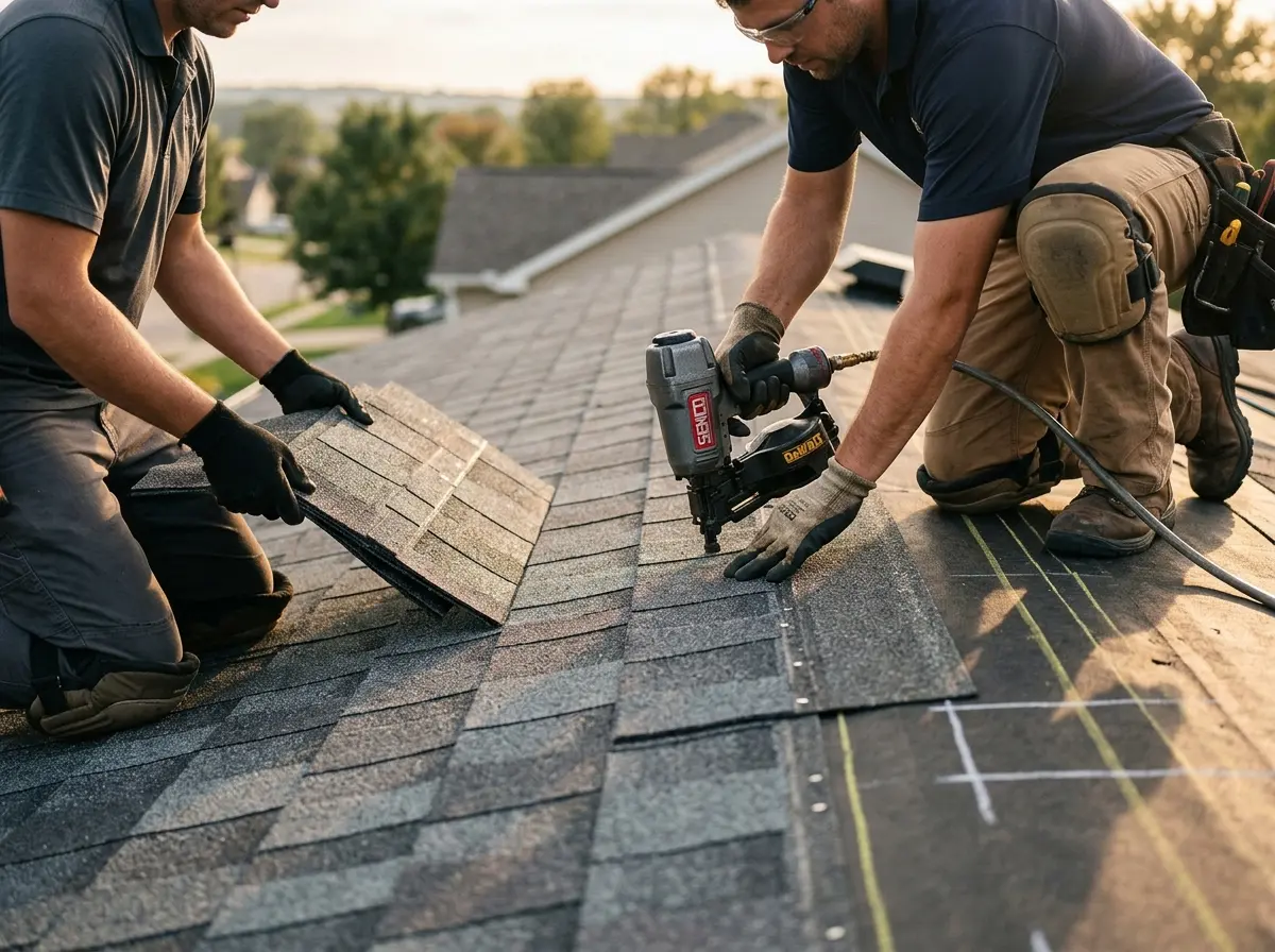 Professional roofer working on a residential roof in Port Jervis